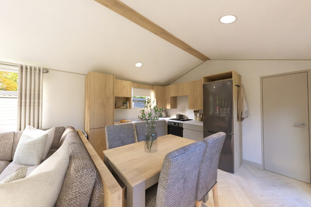 Brand New 2026 Victory Silverwood Static Caravan Holiday Home - 35ft x 12ft - 2 bedroom - for sale at Palins Holiday Park in Towyn North Wales - Dining Area