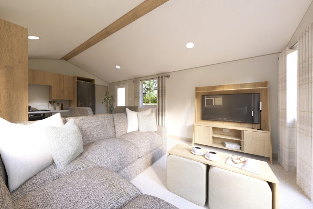 Brand New 2026 Victory Silverwood Static Caravan Holiday Home - 35ft x 12ft - 2 bedroom - for sale at Palins Holiday Park in Towyn North Wales - Lounge